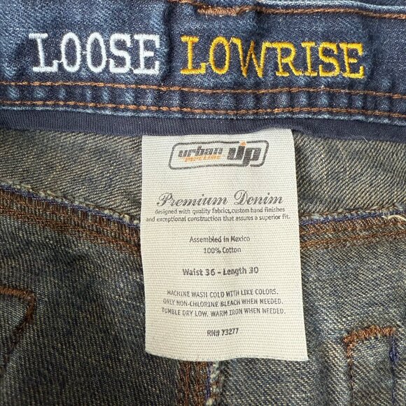 Urban Pipeline Mens Size 36 X 30 Blue Loose Low-rise Distressed Denim Jeans - Picture 4 of 10